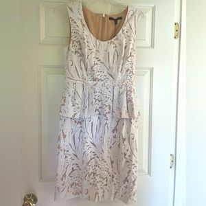 White and nude lace dress with peplum. NWT, size 8. BCBG